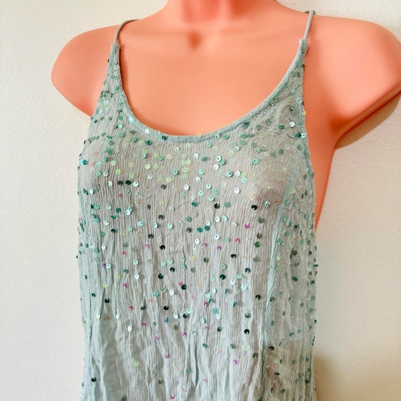 NWT free people Fairy Sequin  Mini Slip dress baby blue sparkly slip dress sz m - Picture 8 of 17